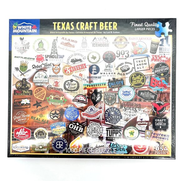 Texas Craft Beer Cerveza 1000 Pc White Mountain Jigsaw Puzzle 24" X 30" Ages 12+ - Picture 1 of 13